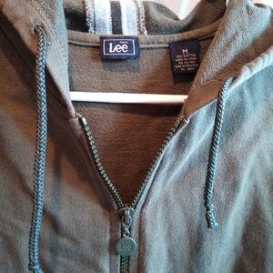 Lee 100% Cotton Y2K Athletic Hoodie Womens M - Olive Green / Gray / Black